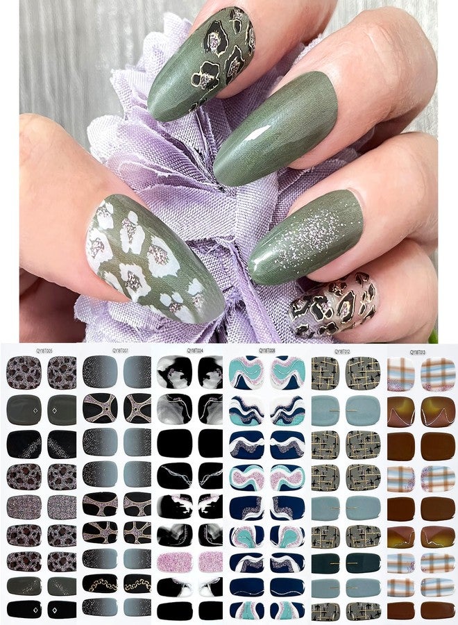 MWOOT 8 Sheets Nail Stickers Adhesive, 9 Sizes Full Nail Wraps Decals for Fingernail Art, Colors Fingernail Stickers Nails Strips, Decoración de Uñas, Stick on Nails for Women, Sticker Decorations - Image 5