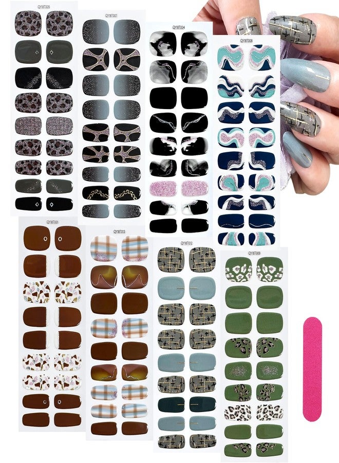 MWOOT 8 Sheets Nail Stickers Adhesive, 9 Sizes Full Nail Wraps Decals for Fingernail Art, Colors Fingernail Stickers Nails Strips, Decoración de Uñas, Stick on Nails for Women, Sticker Decorations - Image 1