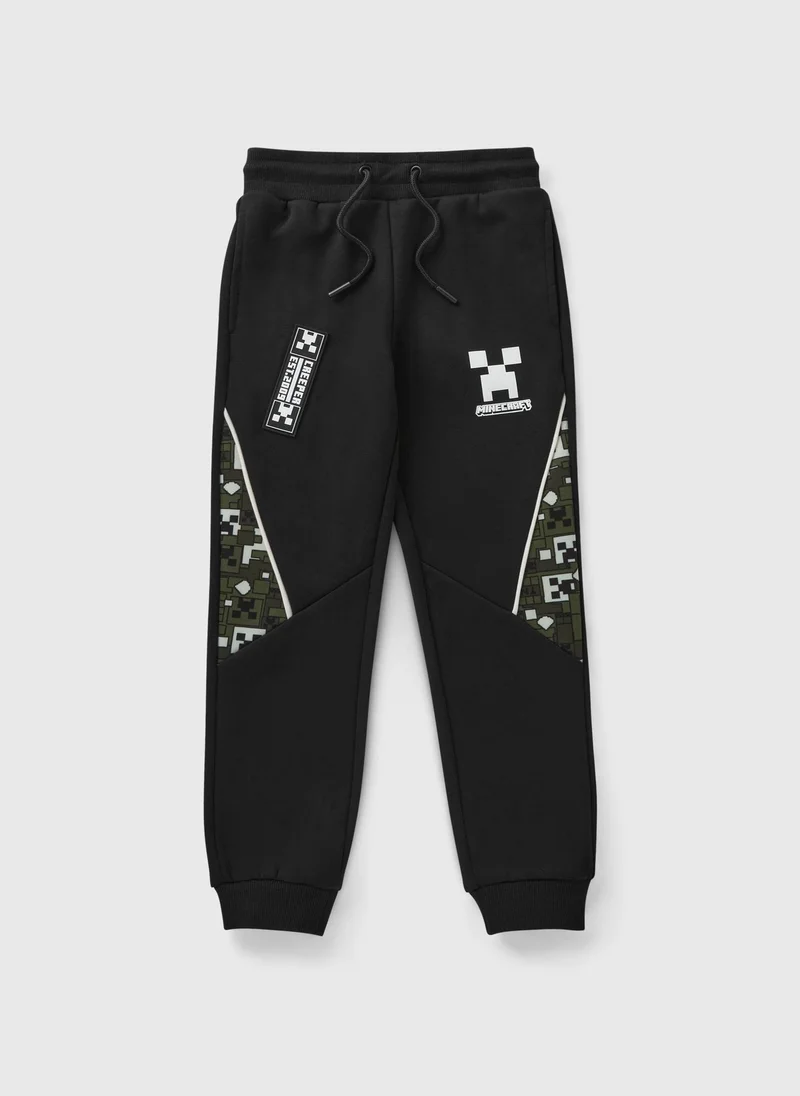 Matalan Minecraft Black Track Jogging Bottoms