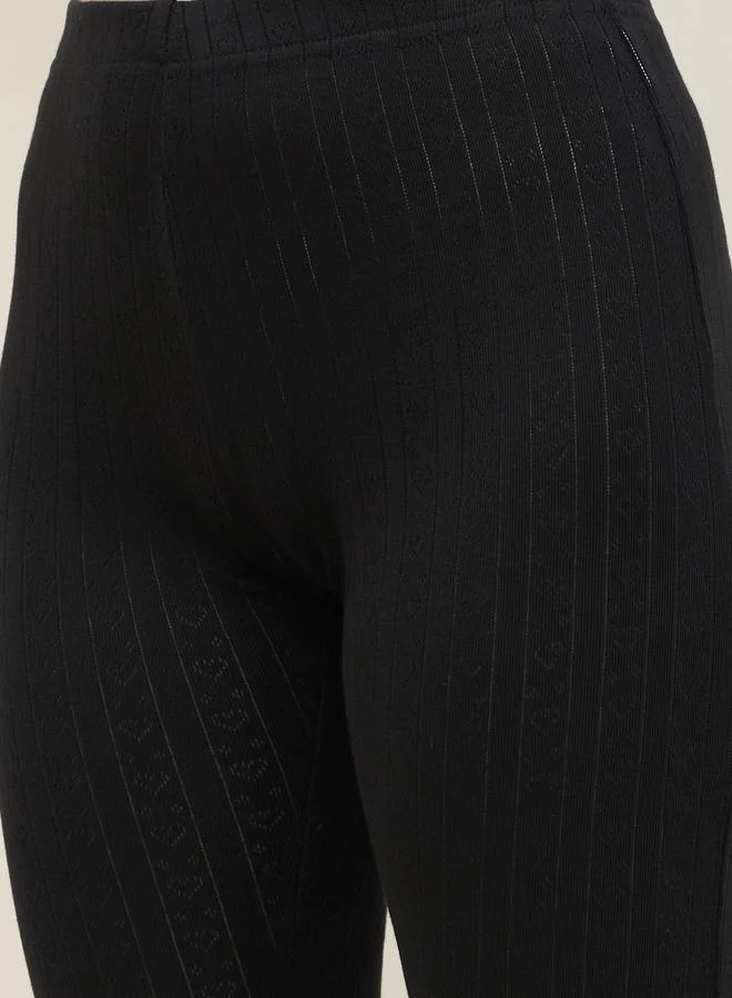 Styli Styli Pointelle Ribbed Ankle Length Leggings