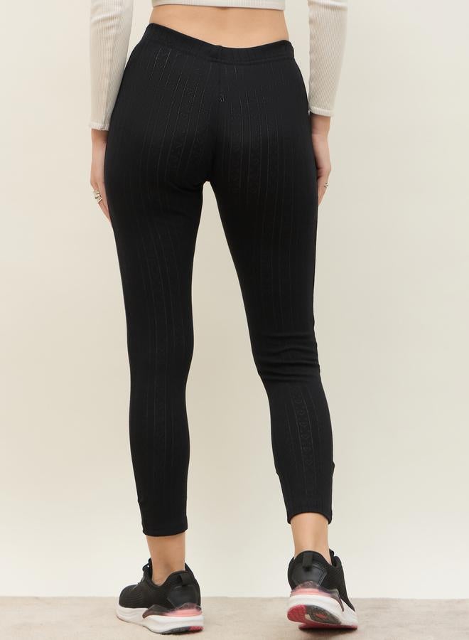 Styli Styli Pointelle Ribbed Ankle Length Leggings  - Image 5