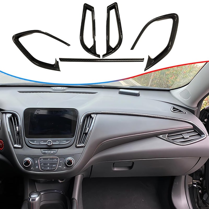 MUXEE لوحة تهوية مكيف الهواء 5 قطع لسيارة شيفروليه ماليبو 2016 2017 2018 2019 2020 2021 2022 2023 2024 من ألياف الكربون ABS