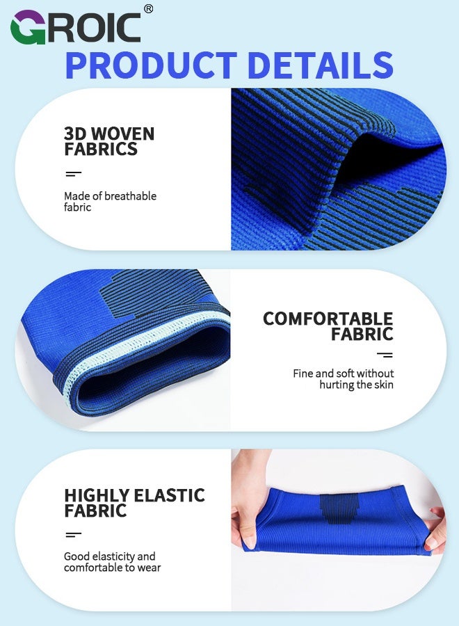 GROIC 8 Pcs Elbow And Knee Sleeves for Kids, Kids Protective Gear Set, Toddler Knee Elbow Ankle Wrist Support Braces, Ankle Pads and Wrist Pads for Volleyball Basketball Football Cycling Sports - Blue - Image 4