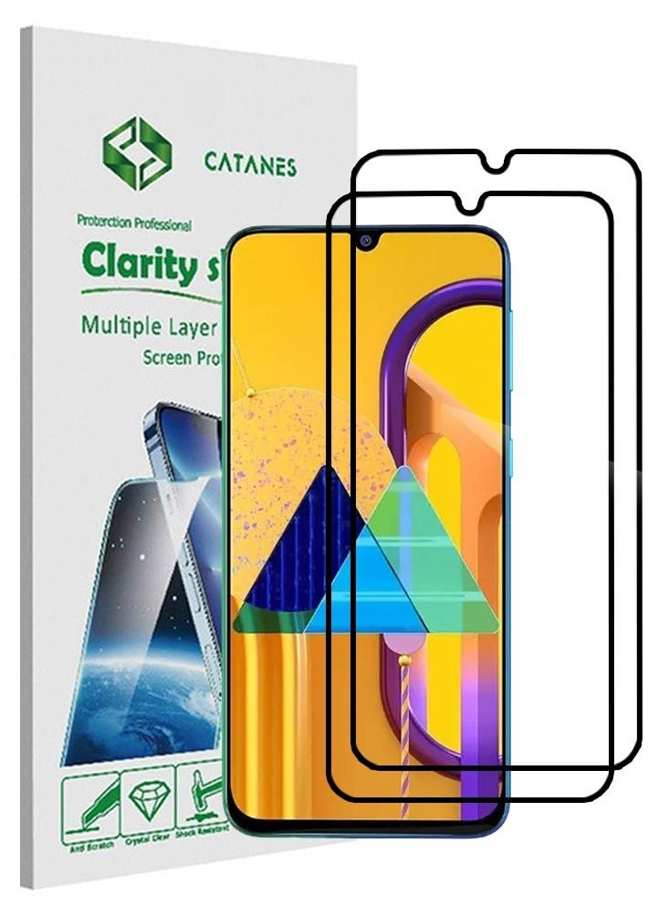 CATANES 2 Pack For Samsung Galaxy M30 Screen Protector 3D Tempered Glass Full Glue Back  - Image 1