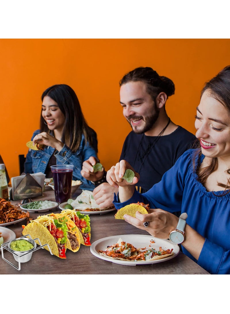 Captaintech Taco Holders with Salad Cups Set of 2, Stainless Steel Taco Shell Stands, Holds 3 Tacos Each, Oven, Dishwasher, and Grill Safe, Taco Tray Plates for Taco Bar Accessories - Image 2