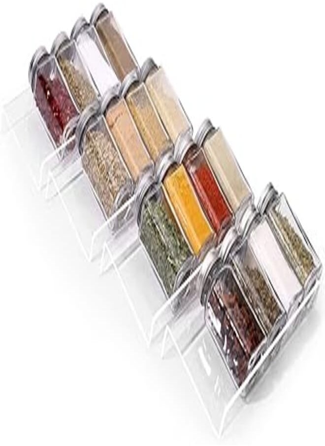 MIUKAA Clear Acrylic Spice Drawer Organizer, 4 Tier- 1 Set Seasoning Jars Drawers Insert, Kitchen Spice Rack Tray for Drawer/Countertop (Jars not included) 