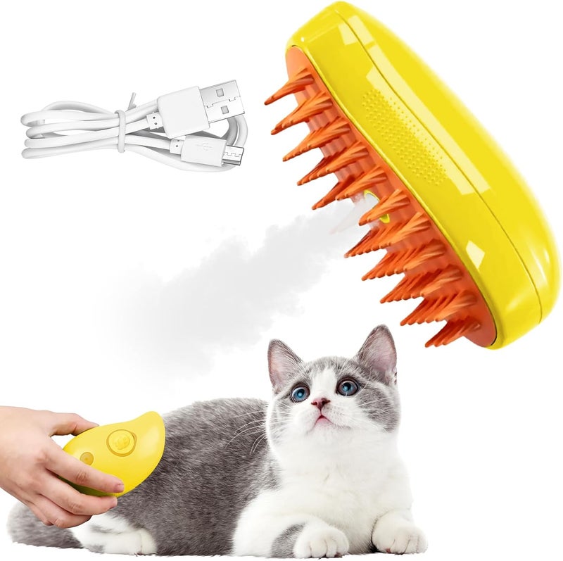 OneNine Steamy Cat Brush, 3 in 1 Multifunctional Spray Cat Grooming Brush for Shedding, Self Cleaning Pet Grooming Tool for Long and Short Hair Dogs and Cats to Remove Tangled and Loose Hair - Image 1