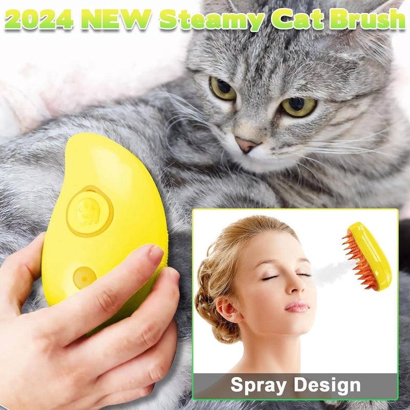 OneNine Steamy Cat Brush, 3 in 1 Multifunctional Spray Cat Grooming Brush for Shedding, Self Cleaning Pet Grooming Tool for Long and Short Hair Dogs and Cats to Remove Tangled and Loose Hair - Image 2