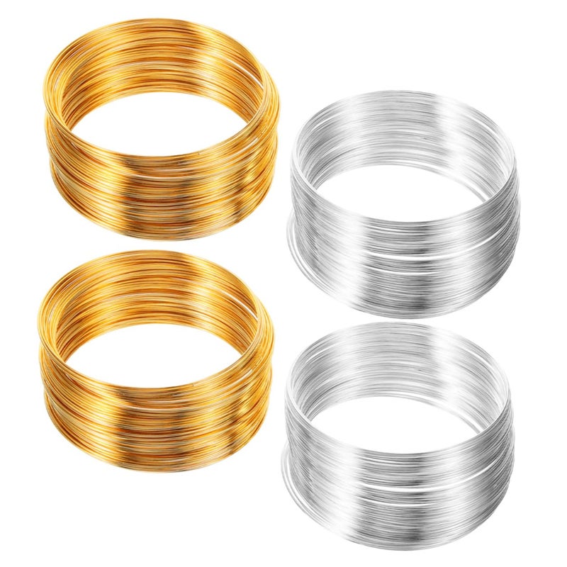 Memory Wire For Jewelry Making 4 Rolls Gold Silver Colors 100 Loops Each - Image 2