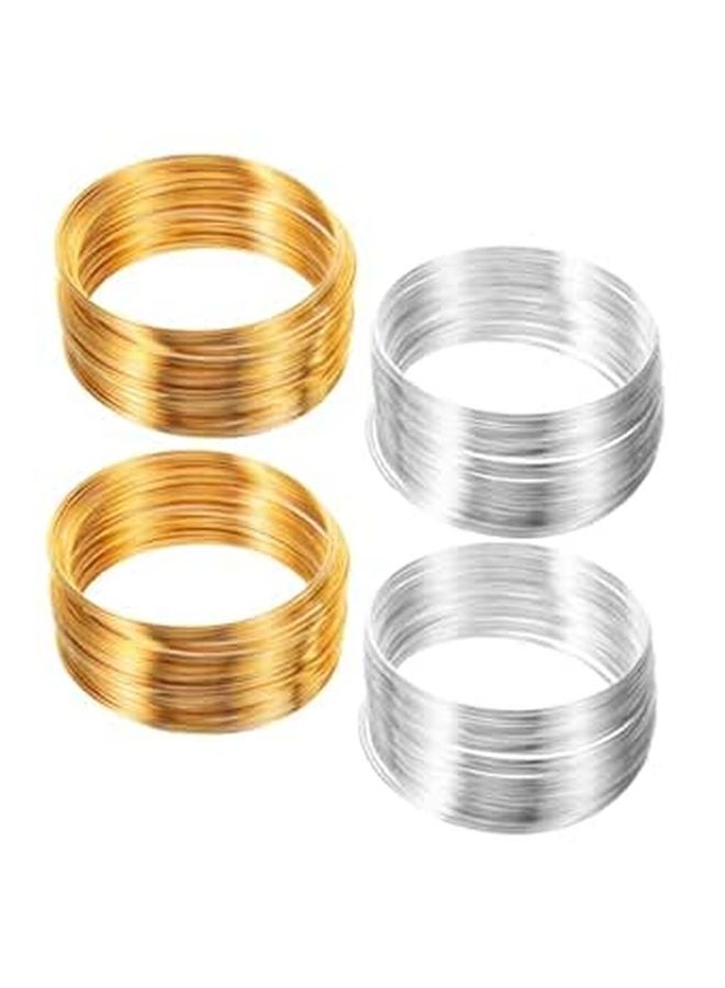 Memory Wire For Jewelry Making 4 Rolls Gold Silver Colors 100 Loops Each - Image 1