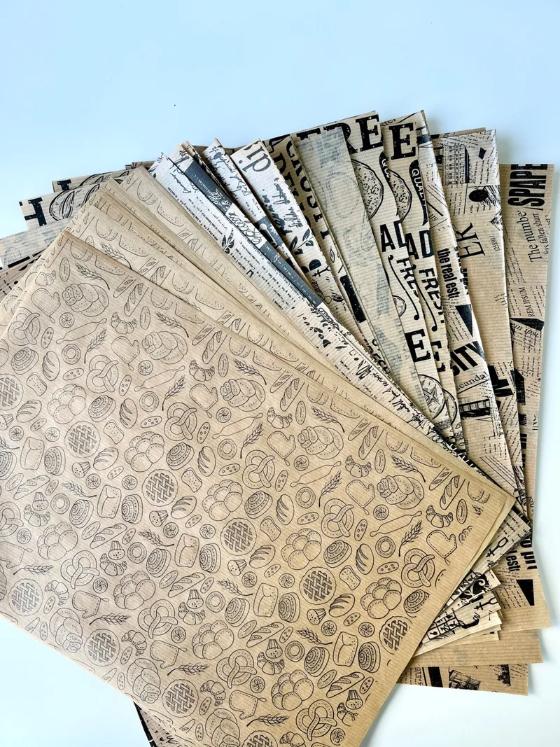 موتوجو Vintage Pattern Presentation Paper | 50's Retro Newspaper Look Hamburger Wrapping and Serving Papers