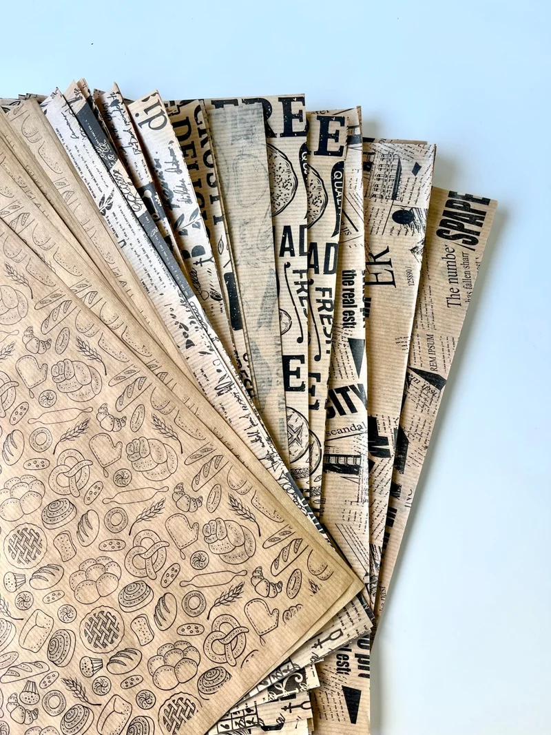 موتوجو Vintage Pattern Presentation Paper | 50's Retro Newspaper Look Hamburger Wrapping and Serving Papers