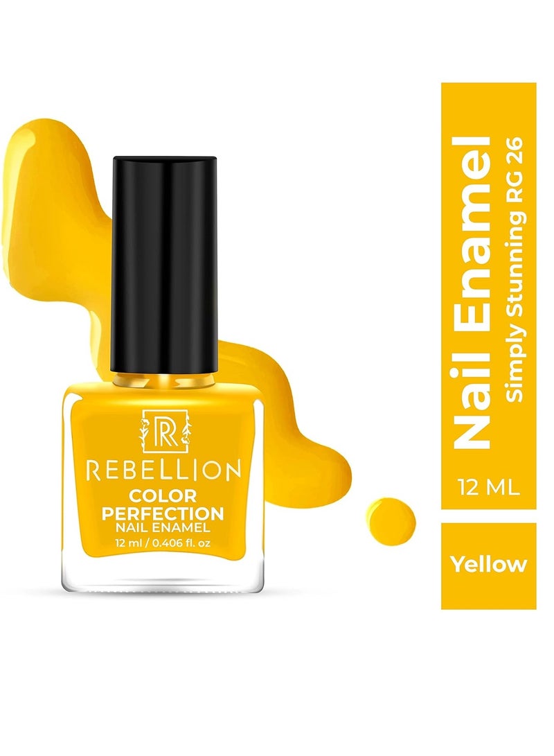 ريبيليان طلاء أظافر ريبيليون كولور بيرفيكشن 12 مل أصفر سيمبلي ستانينج RG26 - Image 2