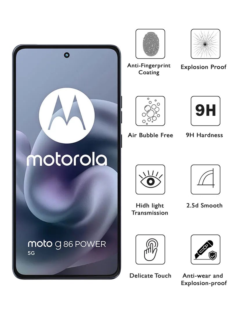 2 Pack Motorola Moto G86 Power Screen Protector | Tempered Glass Compatible with Motorola Moto G86 Power | Screen Protector Full HD Quality Tempered Glass Anti-Scratch Edge to Edge Coverage with Easy Installation Kit - Black - Image 2