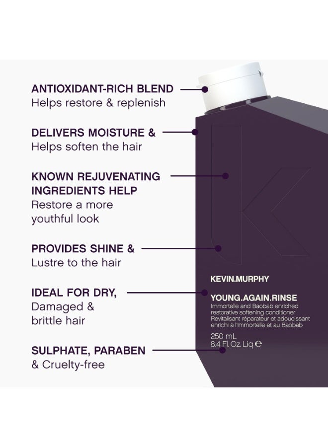 KEVIN.MURPHY YOUNG.AGAIN.RINSE - Moisturising Anti-Ageing Conditioner - For Ageing, Dry, Damaged & Brittle Hair - Hair Repair - With Amino Acids - Sulphate & Paraben Free - 250 mL / 8.4 fl oz - Image 3