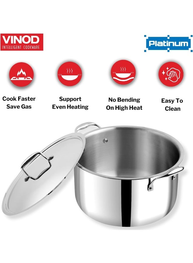 VINOD Platinum Triply Stainless Steel Biryani/Sauce Pot with Lid - 11 Liters, 30 cm | Heavy Bottom | Multipurpose Cooking Pot | Riveted Handles | Induction & Gas Compatible - Image 5