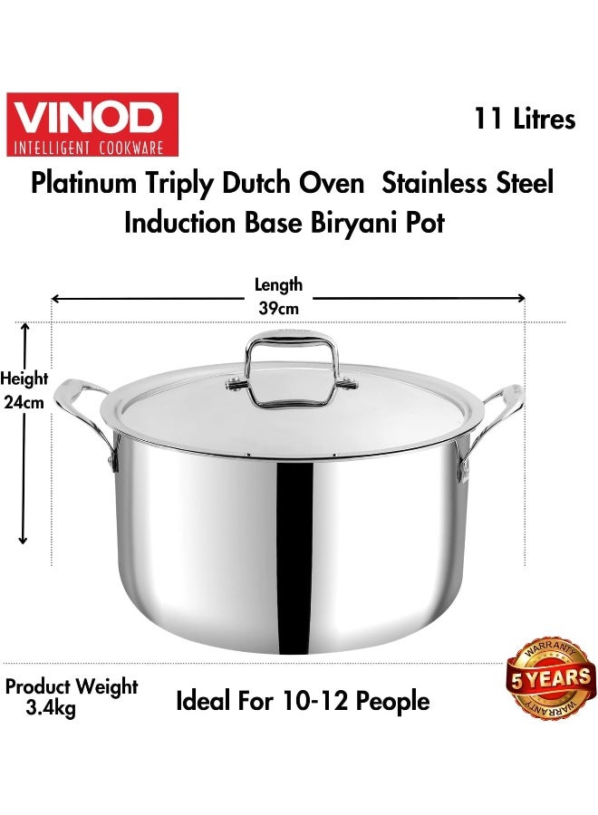 VINOD Platinum Triply Stainless Steel Biryani/Sauce Pot with Lid - 11 Liters, 30 cm | Heavy Bottom | Multipurpose Cooking Pot | Riveted Handles | Induction & Gas Compatible - Image 3