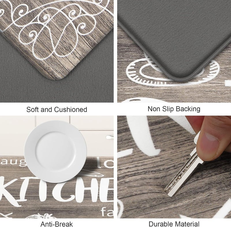 HEBE Kitchen Mats for Floor Set of 2 Thick Anti Fatigue Mat for Cushioned, Waterproof Non-Slip Rugs Comfort Standing Chef Mat for Kitchen Sink, Laundry Room, Farmhouse Home Decor, Brown - Image 3