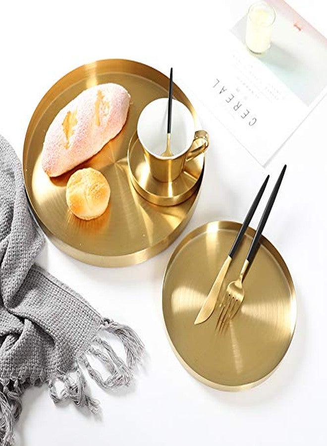 IVAILEX Round Gold Tray Stainless Steel Jewelry, Make up, Candle Plate Decorative Tray (5.5 inches) - Image 5