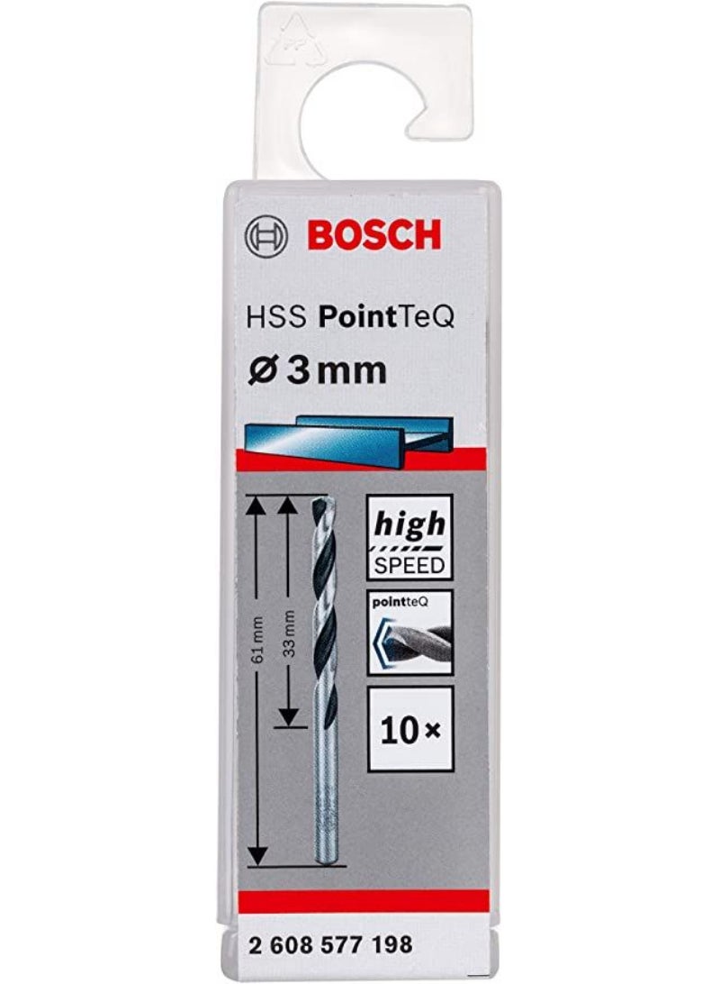 BOSCH HSS Drill Bit 3.0mm 10Pcs/Pkt PoinTeQ 2608577198 Bosch