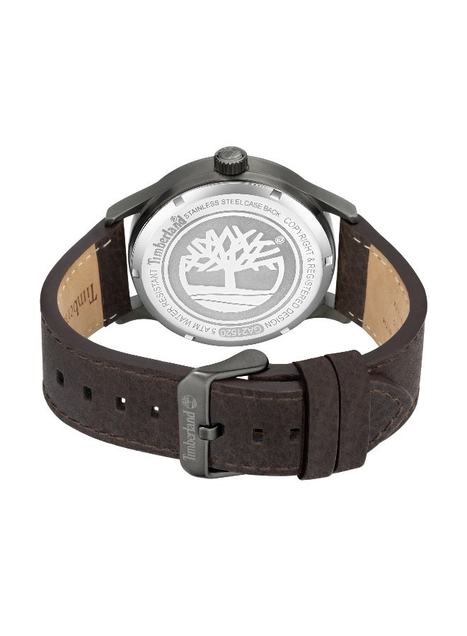 Timberland Men Trumbull Dark Brown Leather Strap Analog Watch for Men, 45mm - Image 3