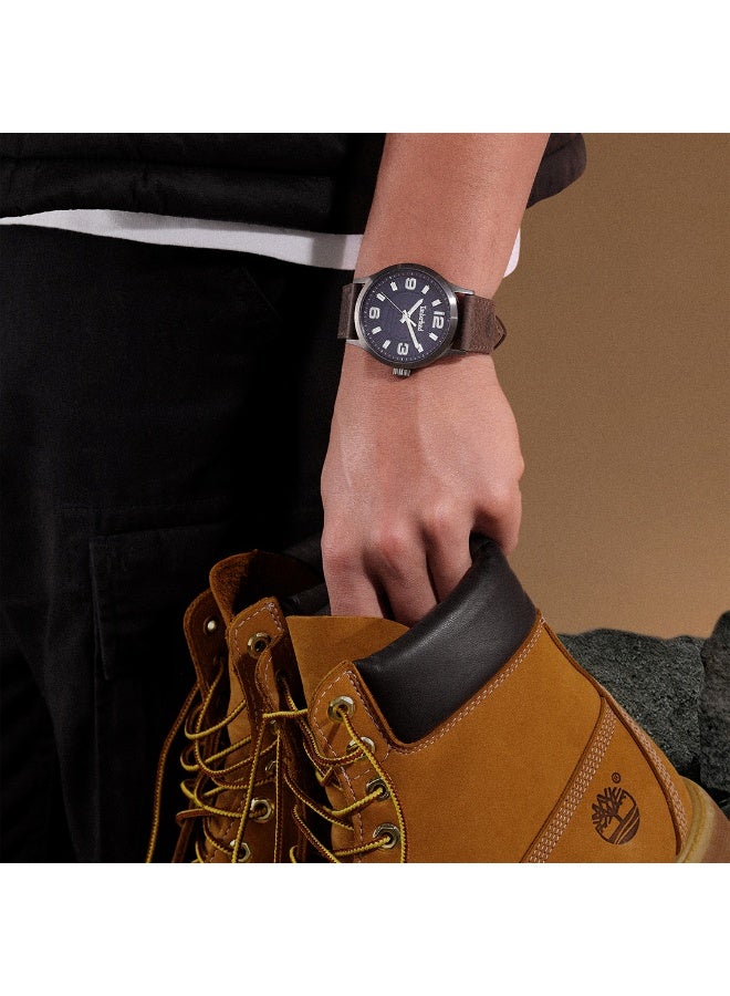 Timberland Men Trumbull Dark Brown Leather Strap Analog Watch for Men, 45mm - Image 4