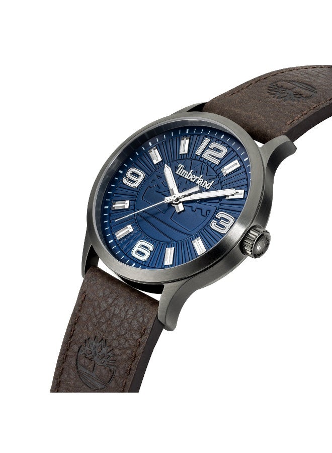 Timberland Men Trumbull Dark Brown Leather Strap Analog Watch for Men, 45mm - Image 2