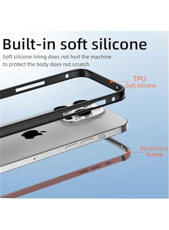 New Aluminum Frame Metal Bumper Frame Slim Hard Case Cover for iPhone16 ProMax, Metal Frame with Soft Inner Bumper, Raised Edge Protection (Gold Titanium, for iPhone16 Pro Max) - Image 2