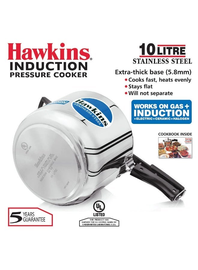 Hawkins Stainless Steel 10L Inner Lid Pressure Cooker Induction Compatible, 10 Liter (HSS10) - Image 2