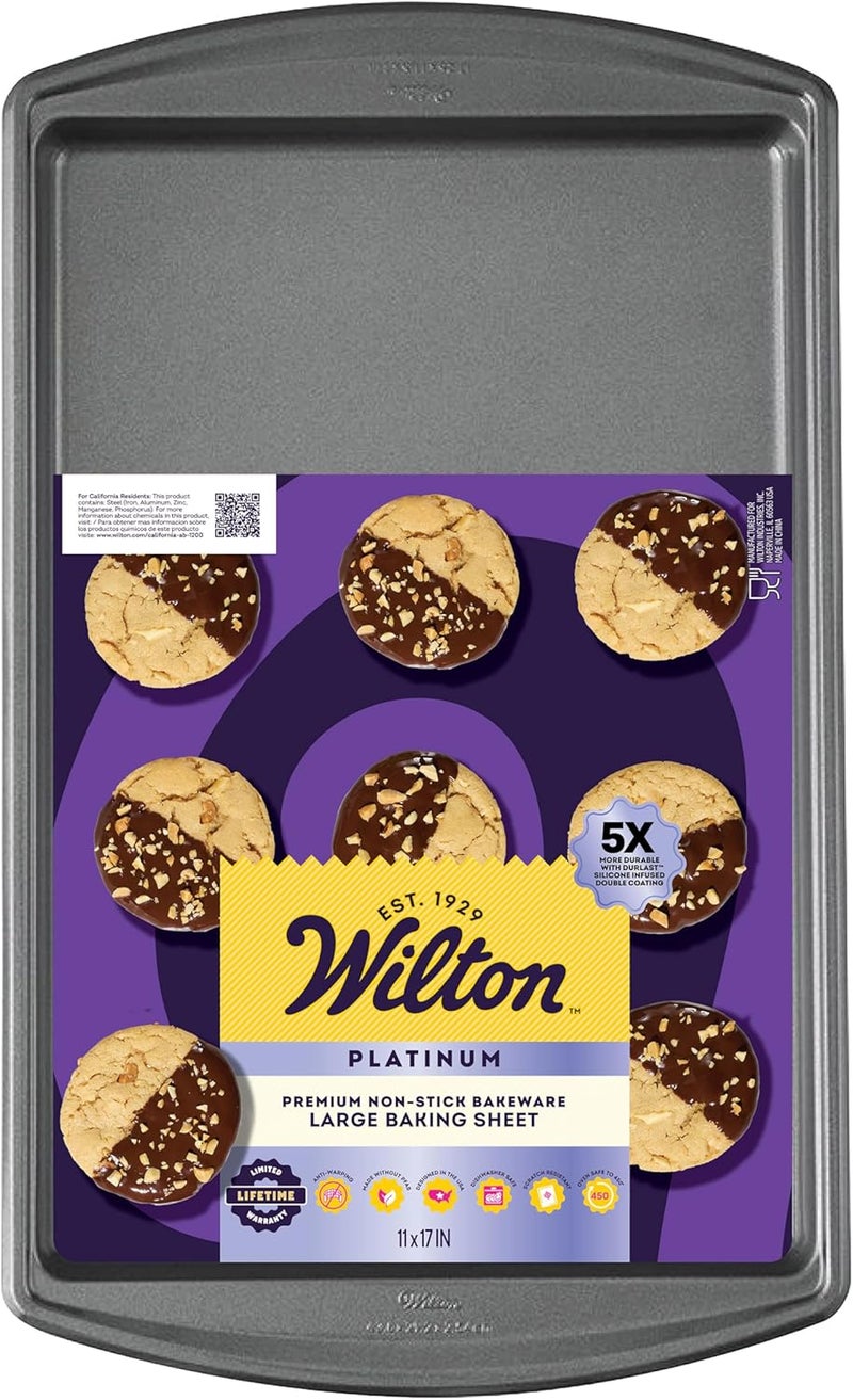 Wilton Platinum Premium NonStick AntiWarp Bakeware Made without PFAs Large Baking Sheet 11x17 in - Image 1