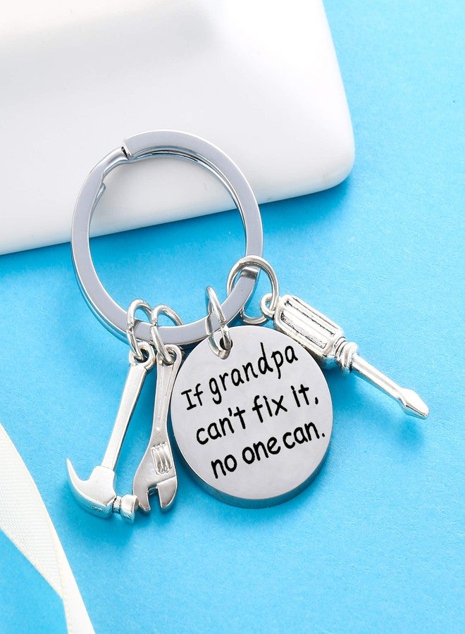 Nimteve Grandpa Keychain Granddad Gifts From Grandson Granddaughter Christmas Gift Keyring Father's Day Gift For Grandpa (If grandpa can't fix it, no one can) - Image 3