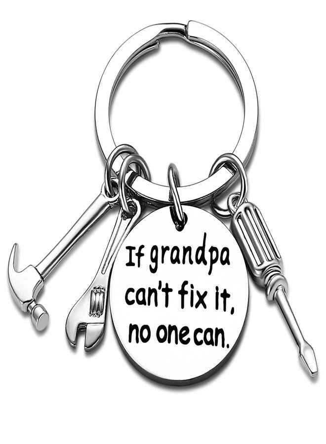 Nimteve Grandpa Keychain Granddad Gifts From Grandson Granddaughter Christmas Gift Keyring Father's Day Gift For Grandpa (If grandpa can't fix it, no one can) - Image 1