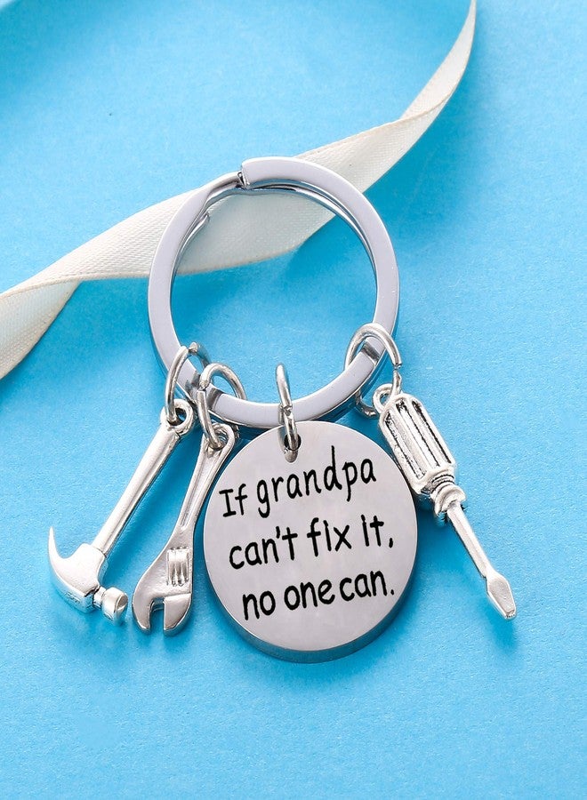 Nimteve Grandpa Keychain Granddad Gifts From Grandson Granddaughter Christmas Gift Keyring Father's Day Gift For Grandpa (If grandpa can't fix it, no one can) - Image 2