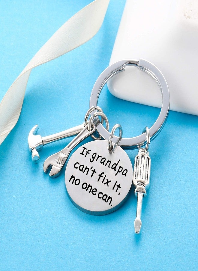 Nimteve Grandpa Keychain Granddad Gifts From Grandson Granddaughter Christmas Gift Keyring Father's Day Gift For Grandpa (If grandpa can't fix it, no one can) - Image 4