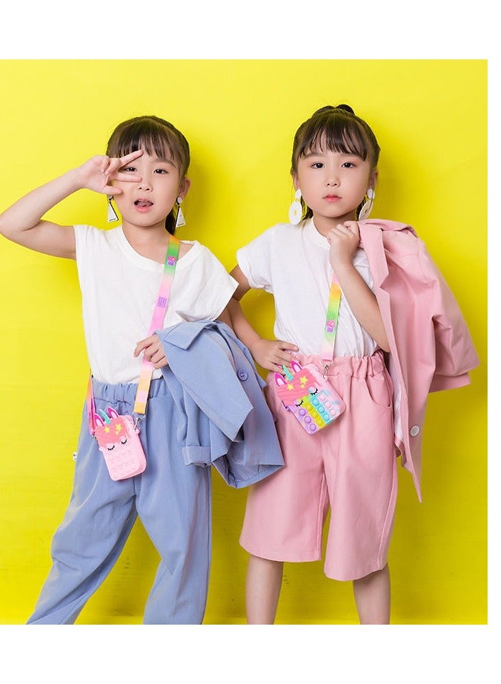 Unicorn Pop-it Bag，Pop Purse Unicorn for Girls, Push Bubble Pop it Present Handbag Crossbody Bag（Pink） - Image 4
