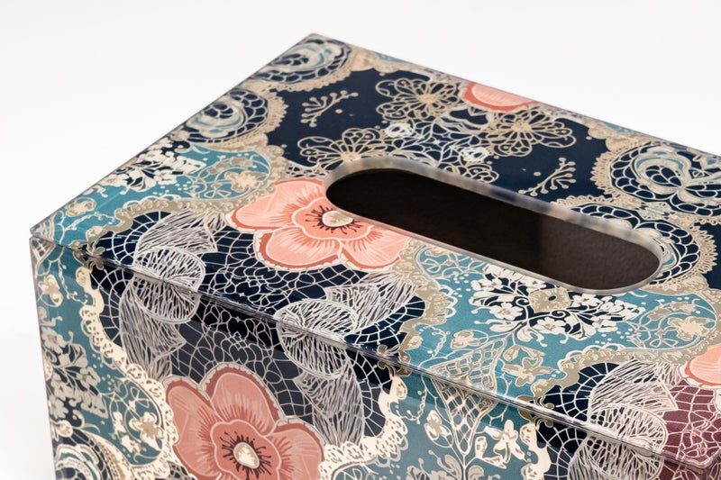 VINCA DECOR Colourful Elegance Glass Tissue Holder | Stylish Decorative Tissue Box with Intricate Floral & Lace Pattern, Perfect for Adding Sophistication to Home & Office Decor | - Image 4