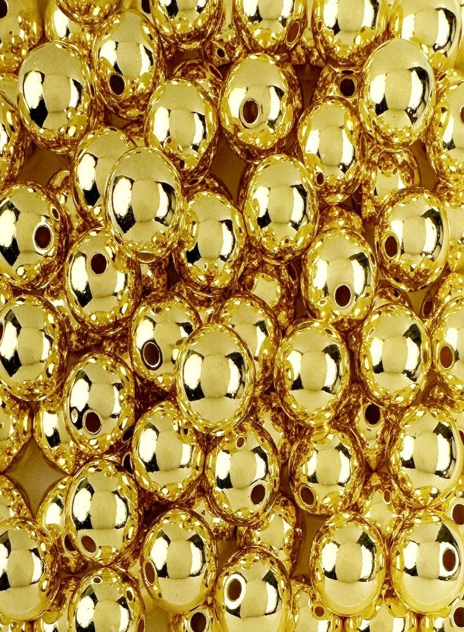 Craft Making Shop 90 Round Gold Acrylic Beads 14mm Diameter with 2.4mm Hole for Crafts - Image 1