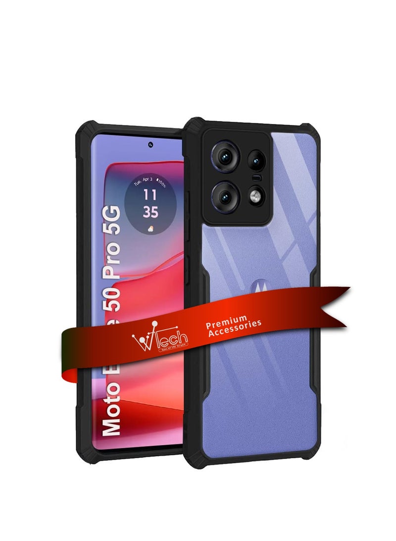 Wtech Hybrid TPU Silicone With Raised Armour Bumpers Slim Case Cover For Motorola Edge 50 Pro Black  - Image 1