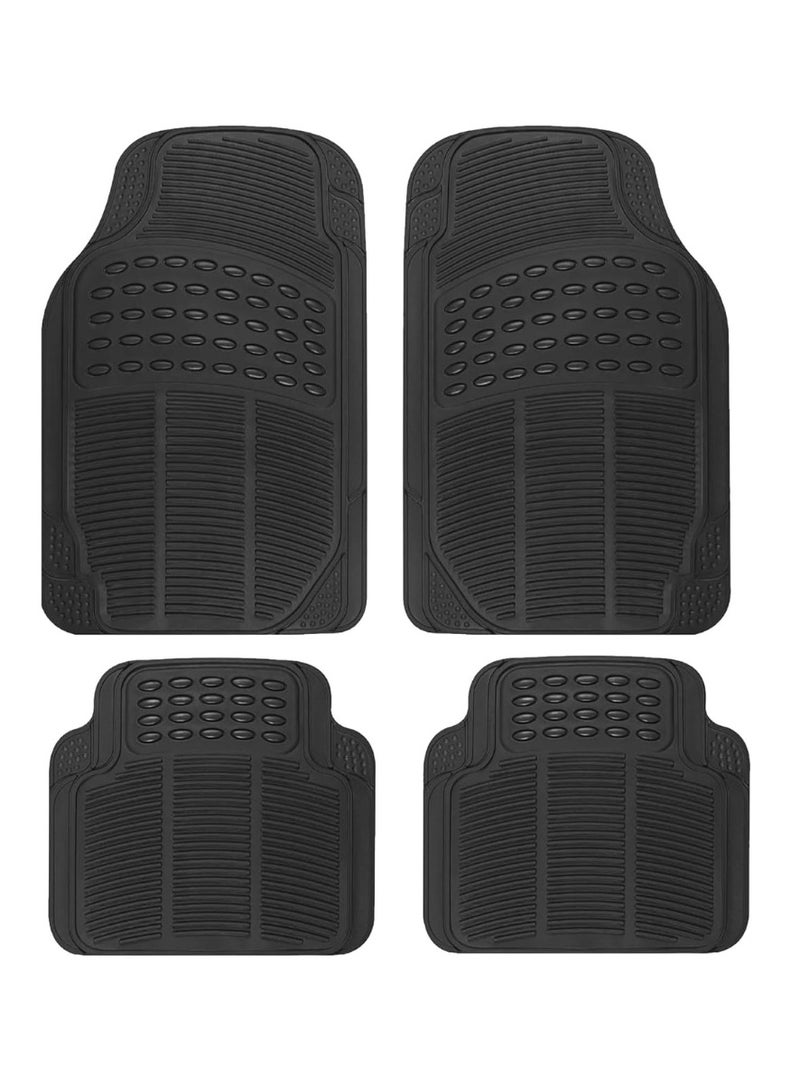 RATSAW Anti Skid Rubber Car Floor Mat for All Weather Protection Heavy Duty Floor Mat 4 Pieces - Image 1