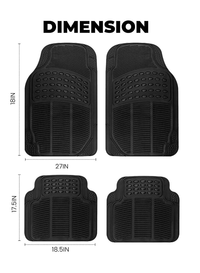 RATSAW Anti Skid Rubber Car Floor Mat for All Weather Protection Heavy Duty Floor Mat 4 Pieces - Image 2