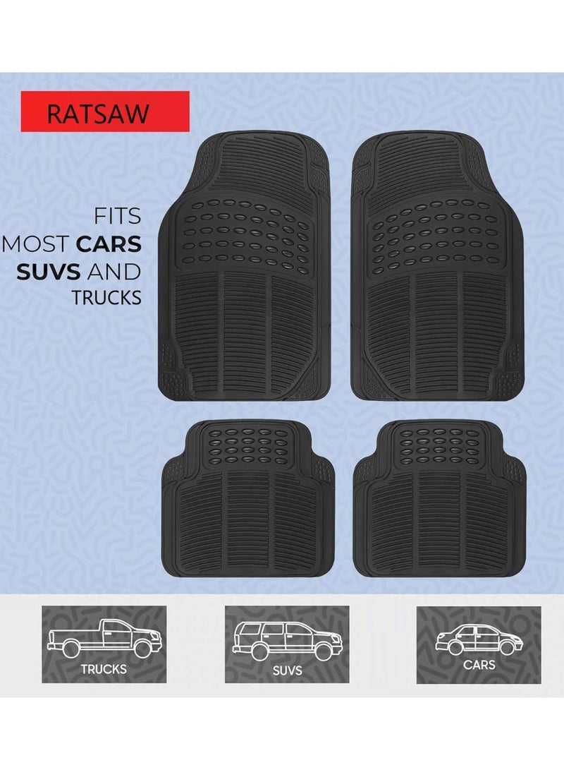 RATSAW Anti Skid Rubber Car Floor Mat for All Weather Protection Heavy Duty Floor Mat 4 Pieces - Image 5