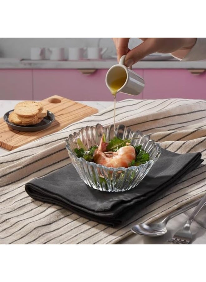 طقم أوعية زجاجية  بوله عميقة صغيرة  – 6 قطع – تصميم بنقشات شعاع أنيق لتقديم الحلويات والمكسرات والسلطات – مناسب للمنازل والمطاعم والفنادق - Image 2