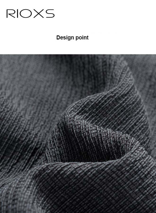 RIOXS Men's Two Piece Set,Comfy Summer Outfits,Short Sleeve T Shirts And Drawstring Waist Shorts,Casual Tops And Shorts Set,Breathable Crewneck Ringer Tee And Shorts For Men Indoor Outdoor Wear, Men's Grey 2-Piece Lightweight Set  - Image 5