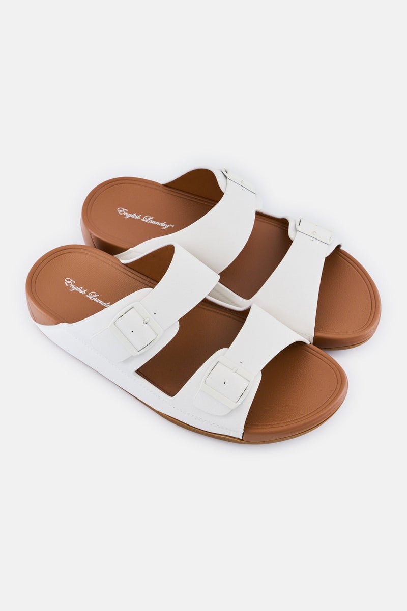 English Laundry Men Slip On Arabic Sandals, White - Image 2