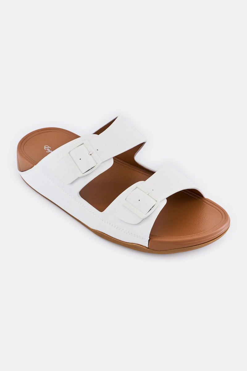 English Laundry Men Slip On Arabic Sandals, White - Image 1