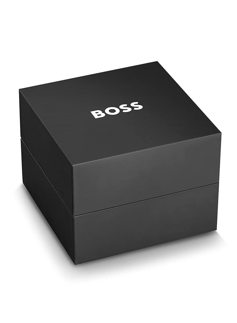 BOOS BOSS Felina Qtz Basic Calendar White Round Dial Women's Watch|Brown Leather Material|Brown Color Band - 1502644 - Image 3