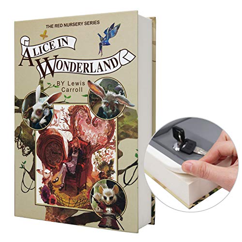PACOLO Real Paper Transfer Book Safe, Hollow with Secret Hidden Compartment, Key Lock, 8.7"×6"×2" (Alice-Key) - Image 1