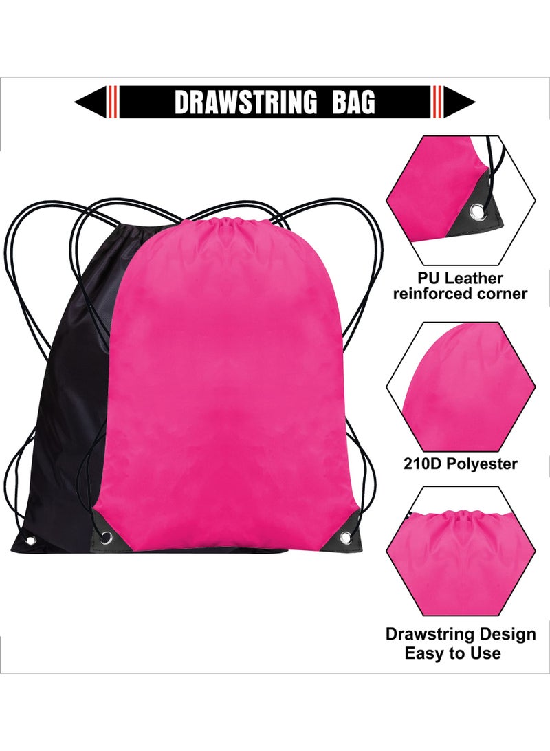 SUNSAR 2PCS Drawstring Bag, Swimming Bag, Drawstring Pocket Gym Bag Kids Sports Bag, Waterproof Swimming Sports Backpack for Women Men Kids Outdoor Shopping, School, Beach Trip, Fitness (Black, Rose Red) - Image 3