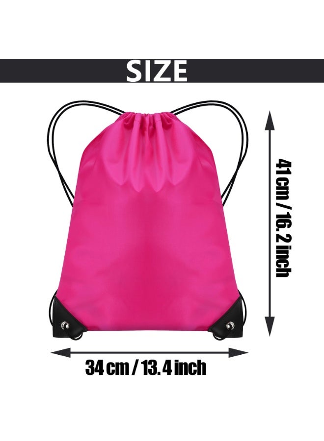 SUNSAR 2PCS Drawstring Bag, Swimming Bag, Drawstring Pocket Gym Bag Kids Sports Bag, Waterproof Swimming Sports Backpack for Women Men Kids Outdoor Shopping, School, Beach Trip, Fitness (Black, Rose Red) - Image 2