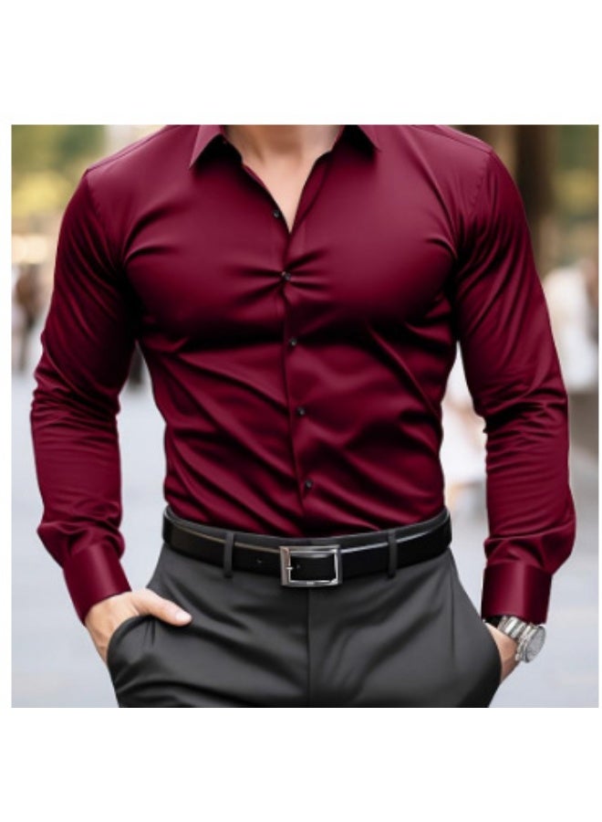 NIBEMINENT Men's Dress Shirts Long Sleeve Wrinkle Free Stretch Business Casual Wedding Button Down Shirt - Image 1